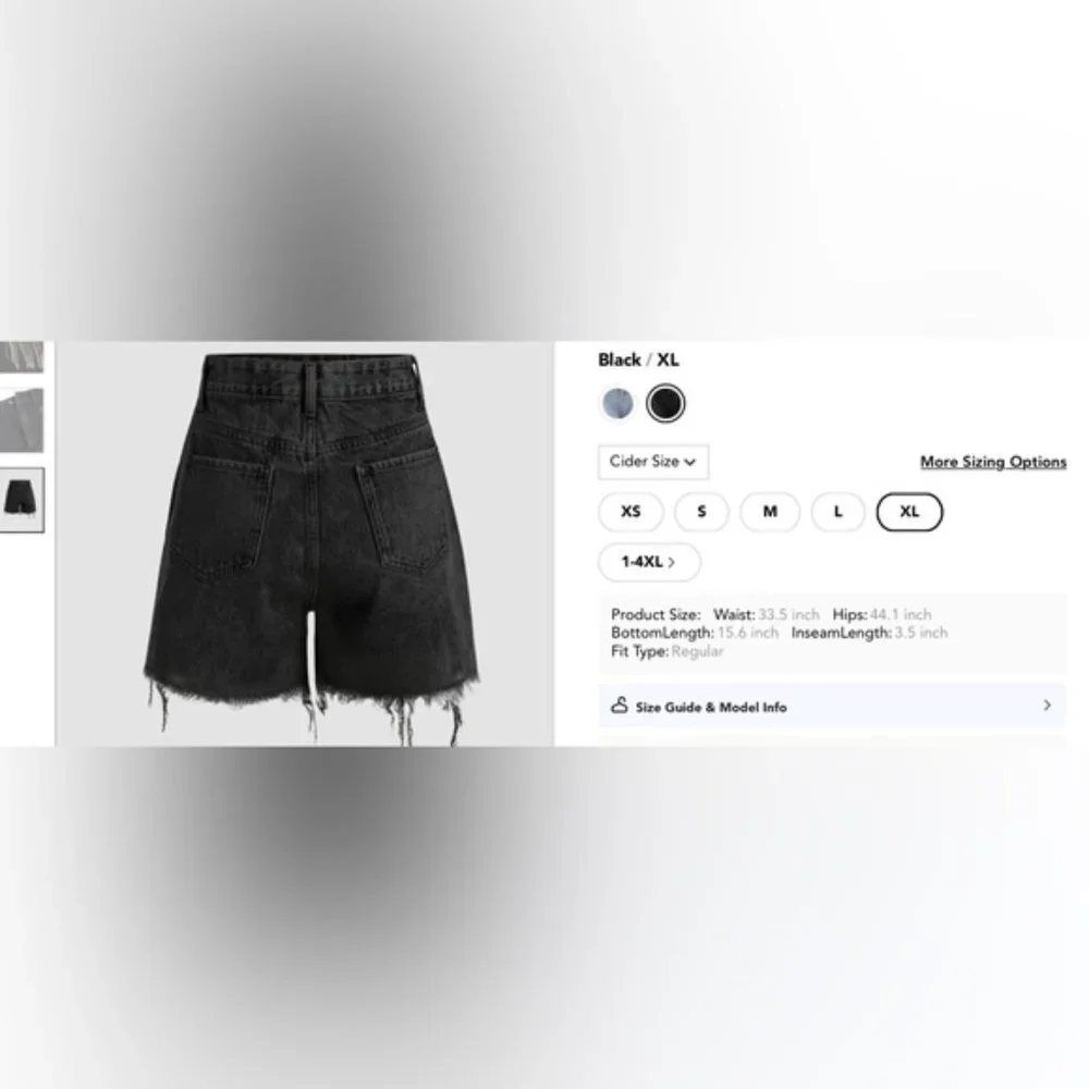 Cider Diamond Tassels Ripped Denim ShortsSize XL - Picture 2 of 10